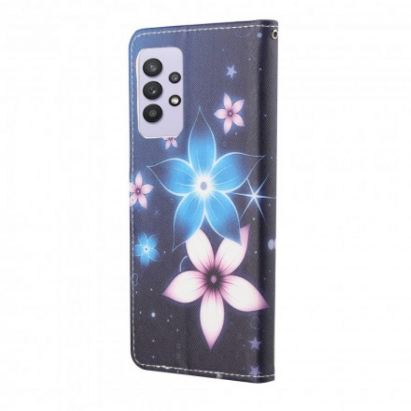 Flip Cover Samsung Galaxy A32 4G Med Snor Lunar Strap Blomster