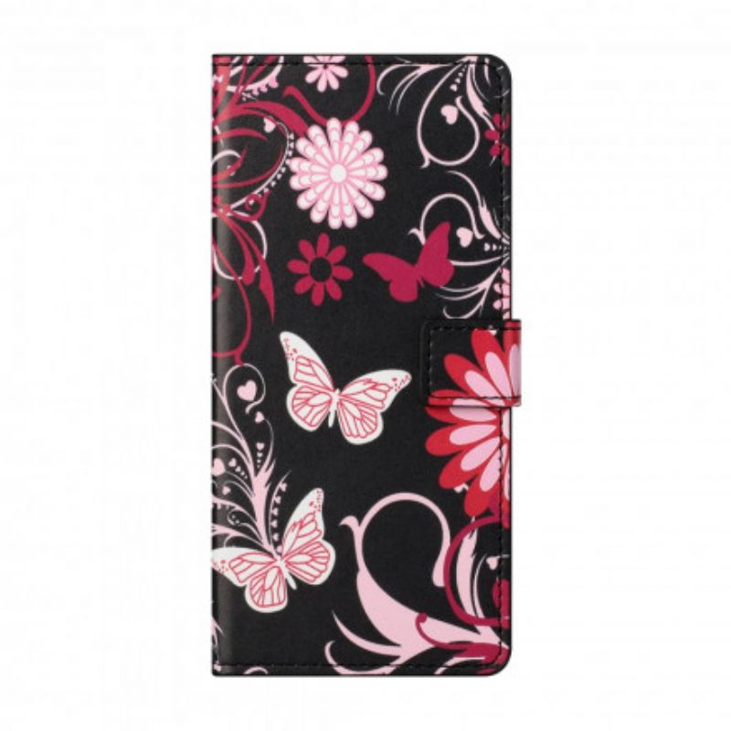 Flip Cover Samsung Galaxy A32 4G Sommerfugle Og Blomster