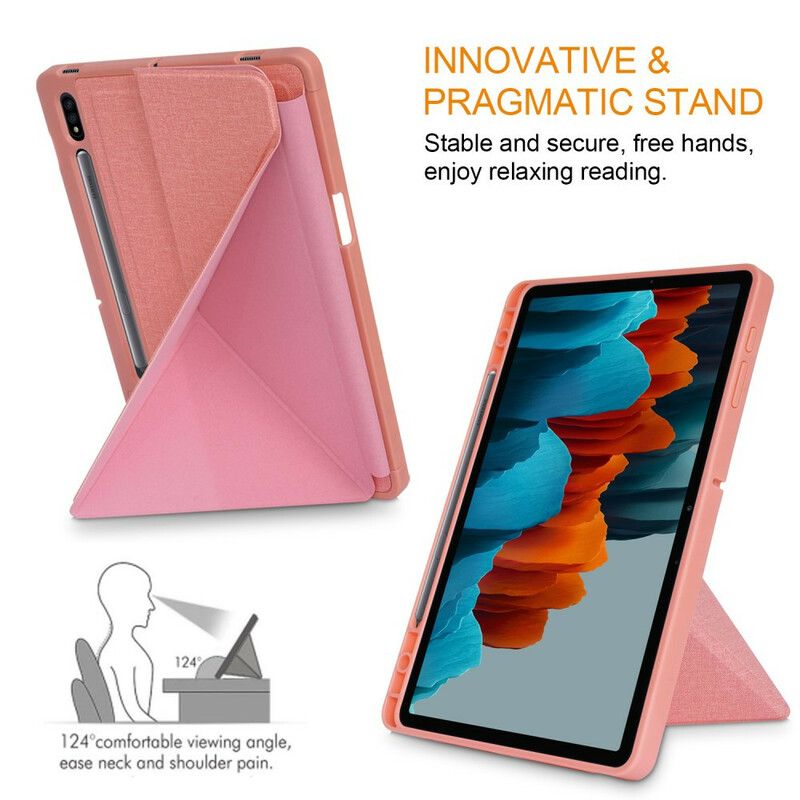 Cover Samsung Galaxy Tab S7 FE Origami Stoftekstur