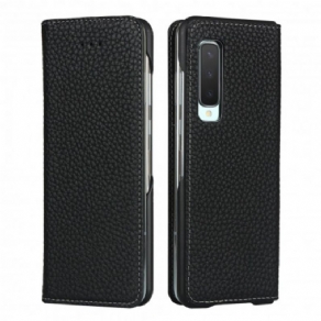 Cover Samsung Galaxy Z Fold 2 Flip Cover Ægte Litchi-læder