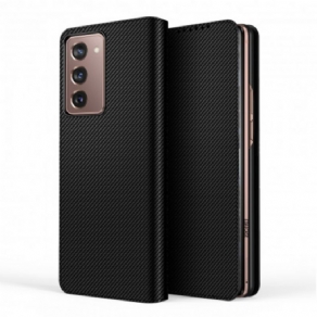 Cover Samsung Galaxy Z Fold 2 Flip Cover Sort Ægte Læder