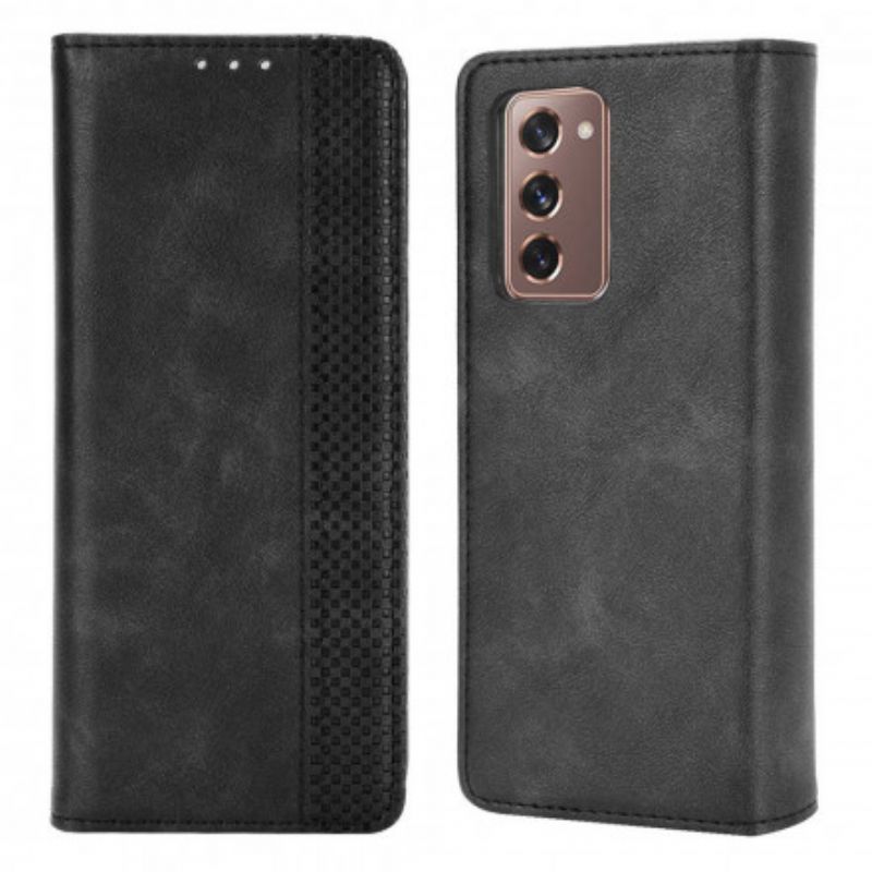 Cover Samsung Galaxy Z Fold 2 Flip Cover Styliseret Lædereffekt