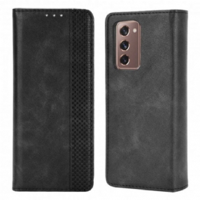 Cover Samsung Galaxy Z Fold 2 Flip Cover Styliseret Lædereffekt