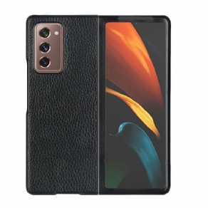 Cover Samsung Galaxy Z Fold 2 Tekstureret Ægte Litchi-læder