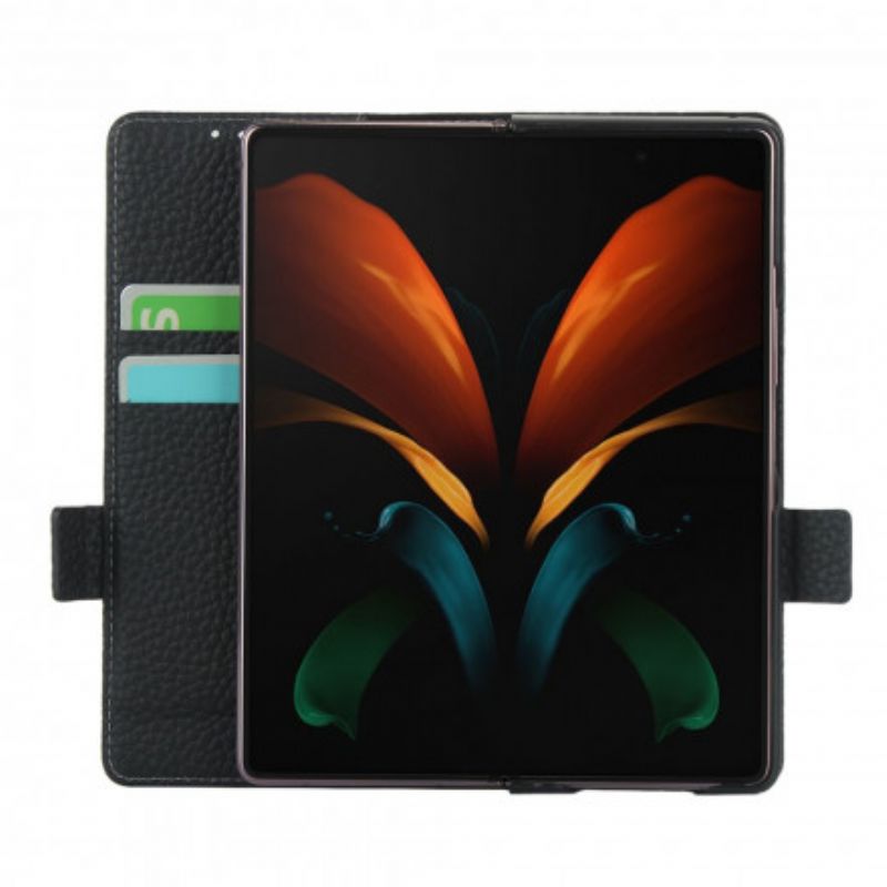 Flip Cover Samsung Galaxy Z Fold 2 Ægte Litchi-læder