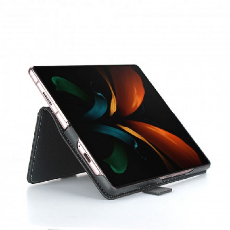 Flip Cover Samsung Galaxy Z Fold 2 Ægte Litchi-læder