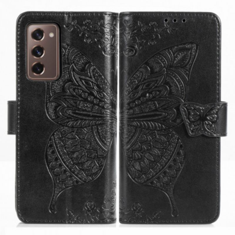 Flip Cover Samsung Galaxy Z Fold 2 Sommerfugledesign Med Snor