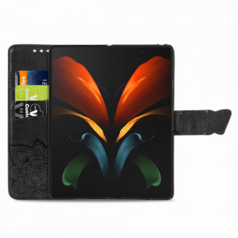 Flip Cover Samsung Galaxy Z Fold 2 Sommerfugledesign Med Snor