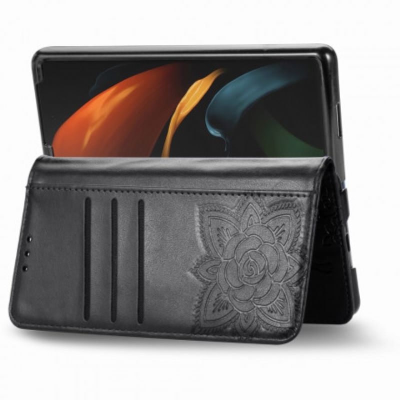 Flip Cover Samsung Galaxy Z Fold 2 Sommerfugledesign Med Snor