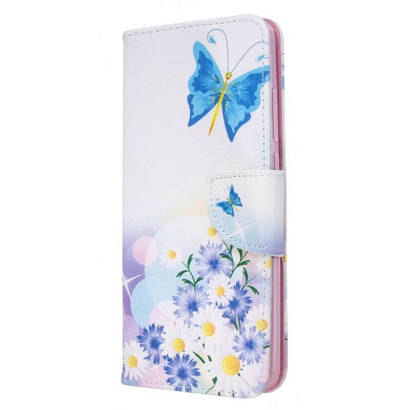 Flip Cover Xiaomi Redmi 8 Malede Sommerfugle Og Blomster