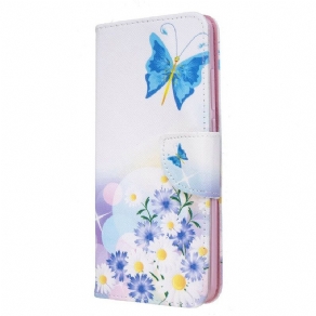 Flip Cover Xiaomi Redmi 8 Malede Sommerfugle Og Blomster