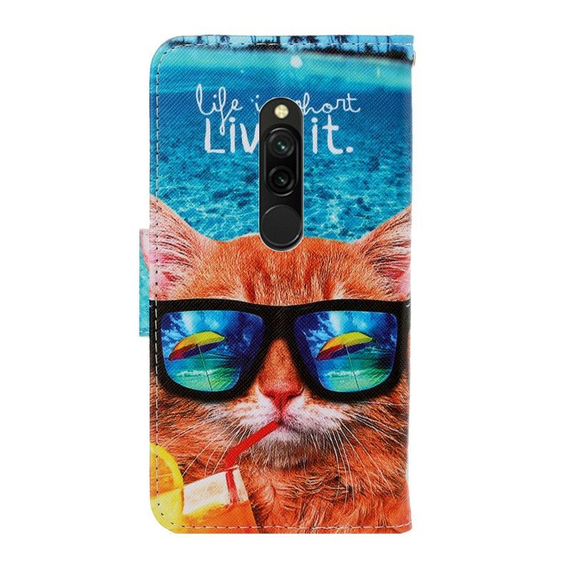 Flip Cover Xiaomi Redmi 8 Med Snor Cat Live It Strappy