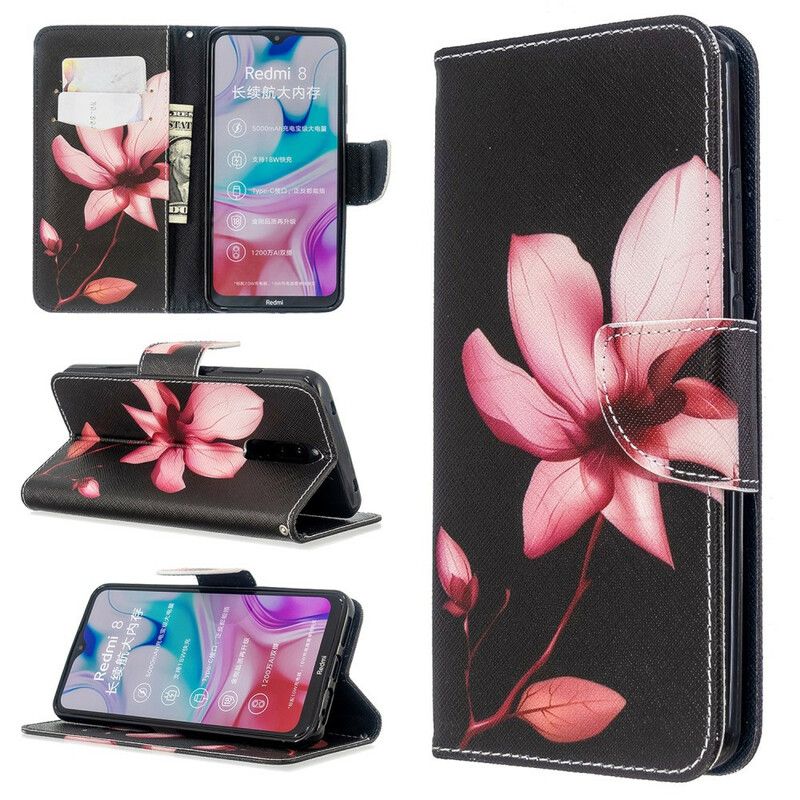 Flip Cover Xiaomi Redmi 8 Pink Blomst