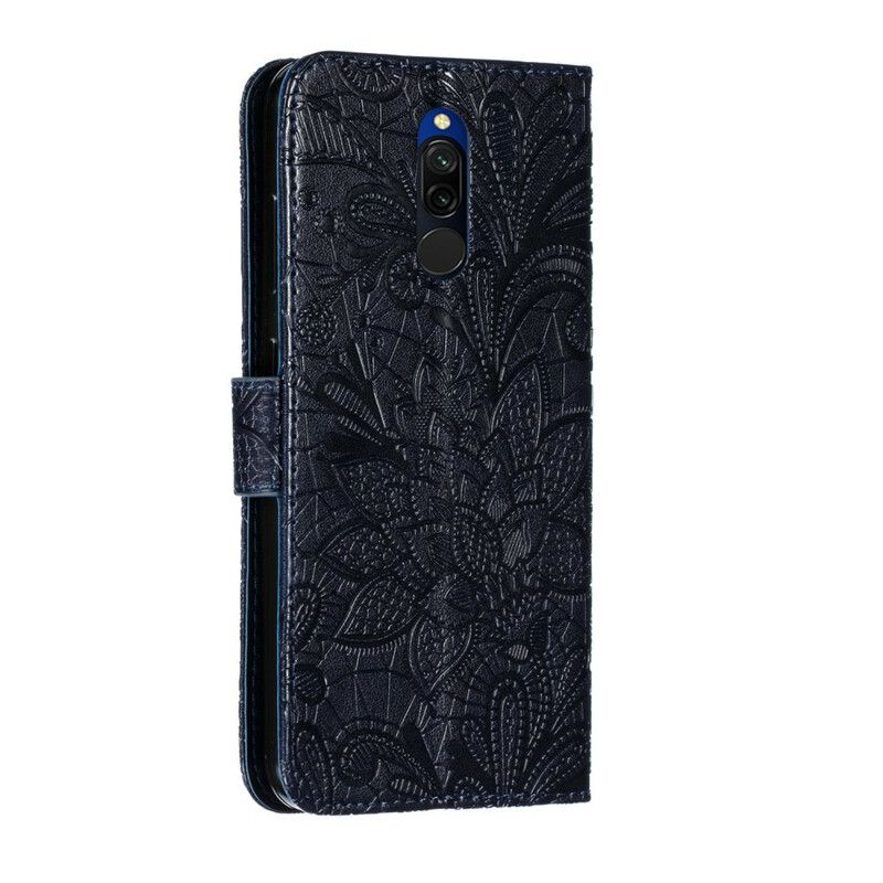 Læder Cover Xiaomi Redmi 8 Med Snor Stammebåndsblomster