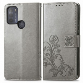 Læder Cover Moto G50 Asiatiske Blomster