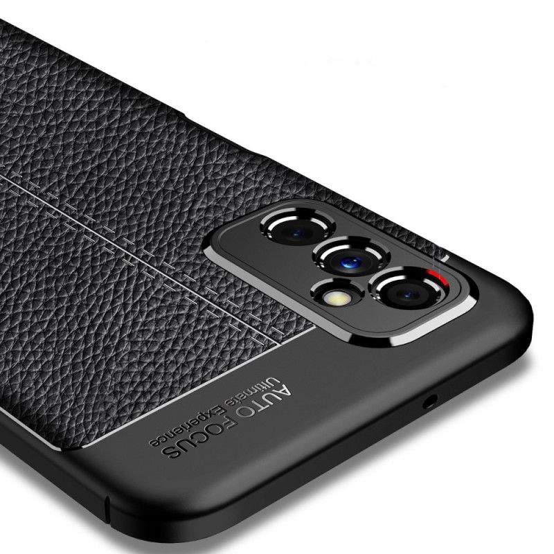 Cover Samsung Galaxy M52 5G Dobbelt Linje Litchi Lædereffekt