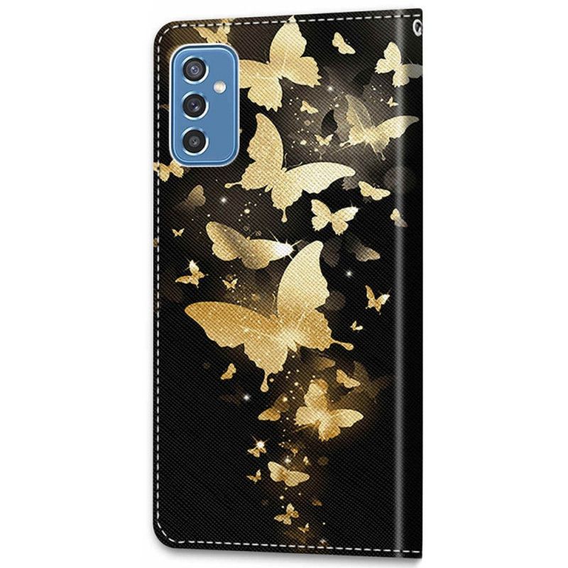 Flip Cover Samsung Galaxy M52 5G Midnatsglødende Sommerfugle