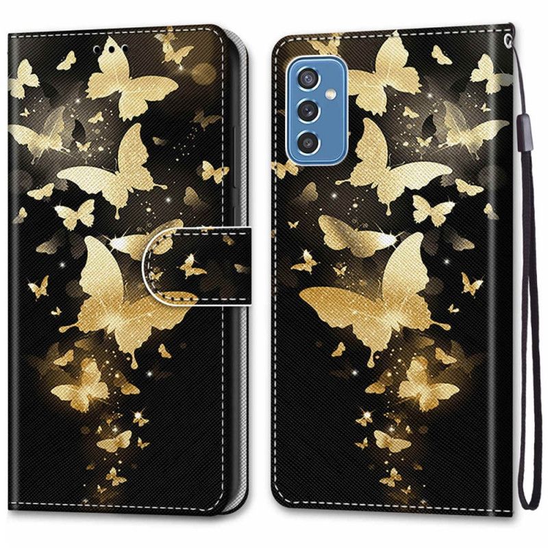 Flip Cover Samsung Galaxy M52 5G Midnatsglødende Sommerfugle