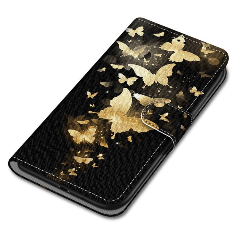 Flip Cover Samsung Galaxy M52 5G Midnatsglødende Sommerfugle