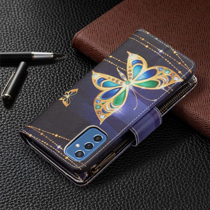 Læder Cover Samsung Galaxy M52 5G Glow In The Dark Butterfly