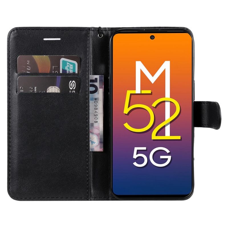 Læder Cover Samsung Galaxy M52 5G Med Snor Mat Læderrem