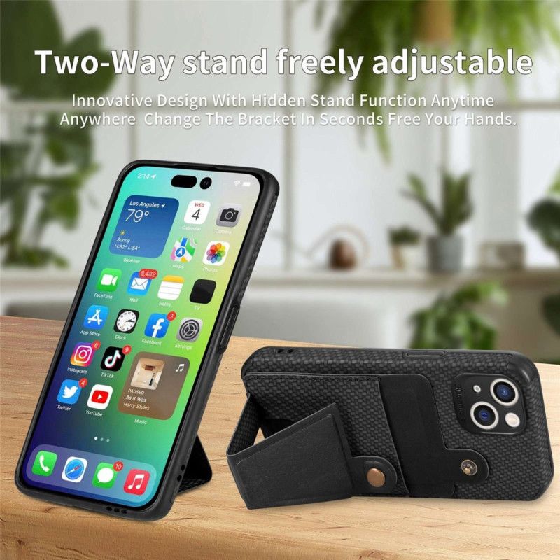 Cover iPhone 14 Carbon Fiber Card Holder Support