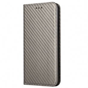 Cover iPhone 14 Med Snor Flip Cover Carbon Fiber Strap Style