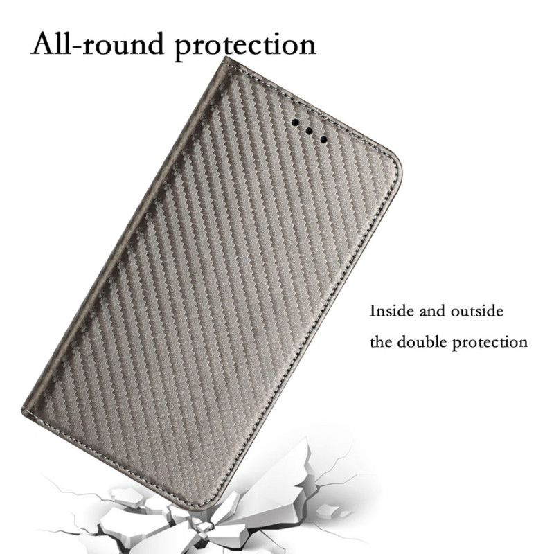 Cover iPhone 14 Med Snor Flip Cover Carbon Fiber Strap Style