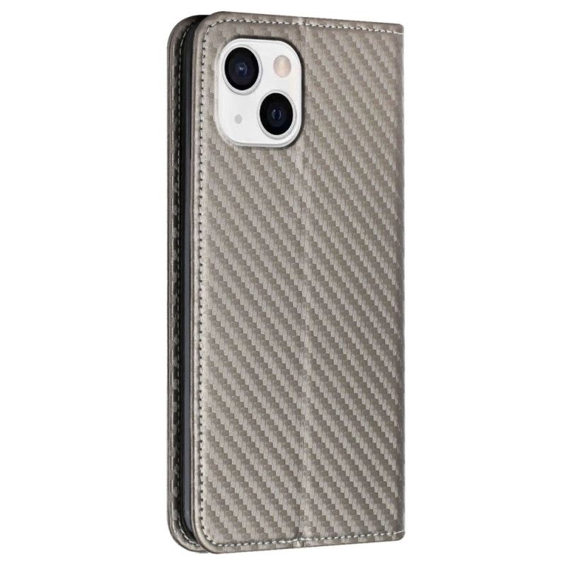 Cover iPhone 14 Med Snor Flip Cover Carbon Fiber Strap Style