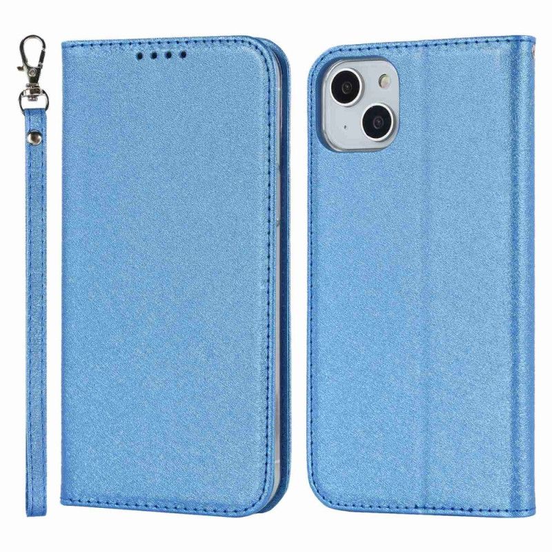 Cover iPhone 14 Med Snor Flip Cover Silkestrop