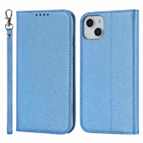 Cover iPhone 14 Med Snor Flip Cover Silkestrop