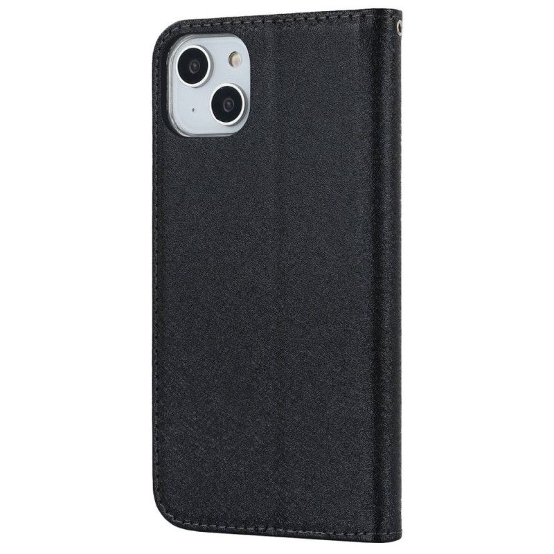 Cover iPhone 14 Med Snor Flip Cover Silkestrop