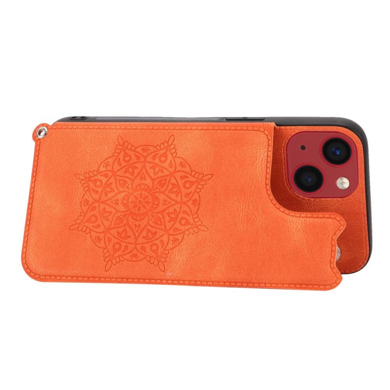 Cover iPhone 14 Med Snor Mandala Strap Kortholder