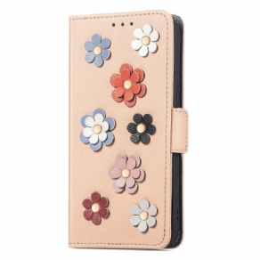 Flip Cover iPhone 14 Dekorative Blomster