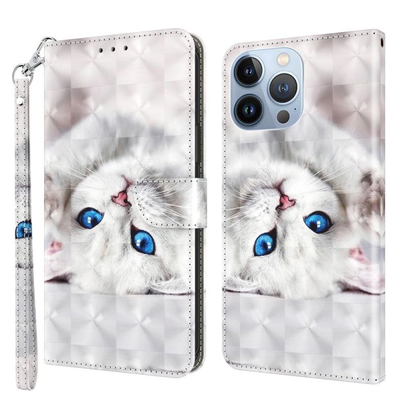 Flip Cover iPhone 14 Med Snor Kun Strappy Cats