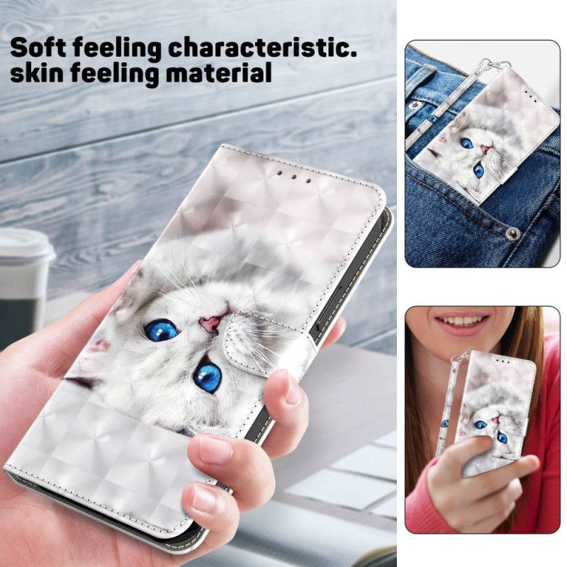 Flip Cover iPhone 14 Med Snor Kun Strappy Cats