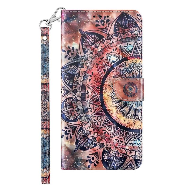 Flip Cover iPhone 14 Med Snor Pro Farvet Mandala Rem