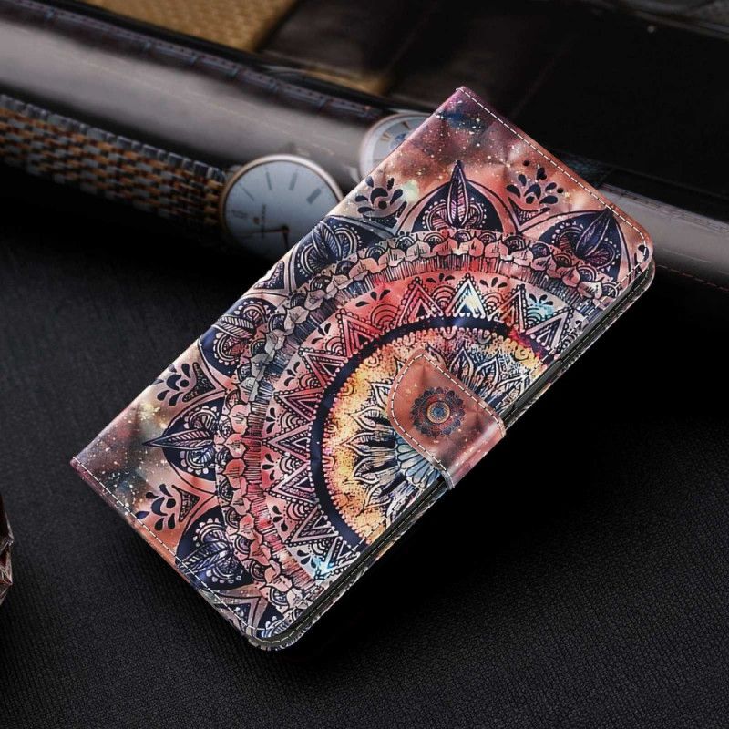 Flip Cover iPhone 14 Med Snor Pro Farvet Mandala Rem