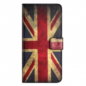 Læder Cover iPhone 14 Vintage Britisk Flag