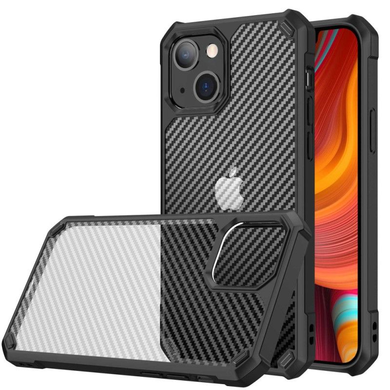 Mobilcover iPhone 14 Transparent Carbon Fiber Texture