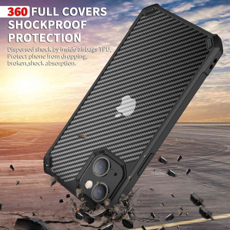 Mobilcover iPhone 14 Transparent Carbon Fiber Texture