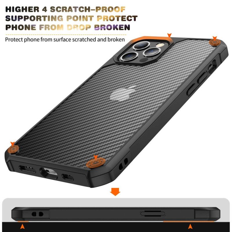 Mobilcover iPhone 14 Transparent Carbon Fiber Texture