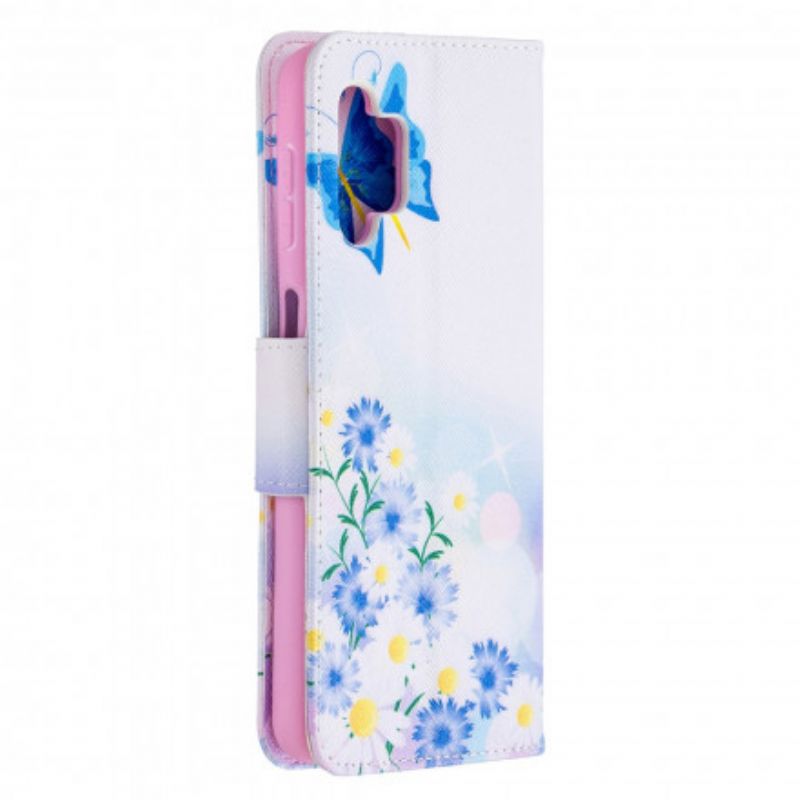 Flip Cover Samsung Galaxy A32 5G Malede Sommerfugle Og Blomster