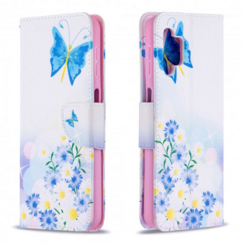 Flip Cover Samsung Galaxy A32 5G Malede Sommerfugle Og Blomster