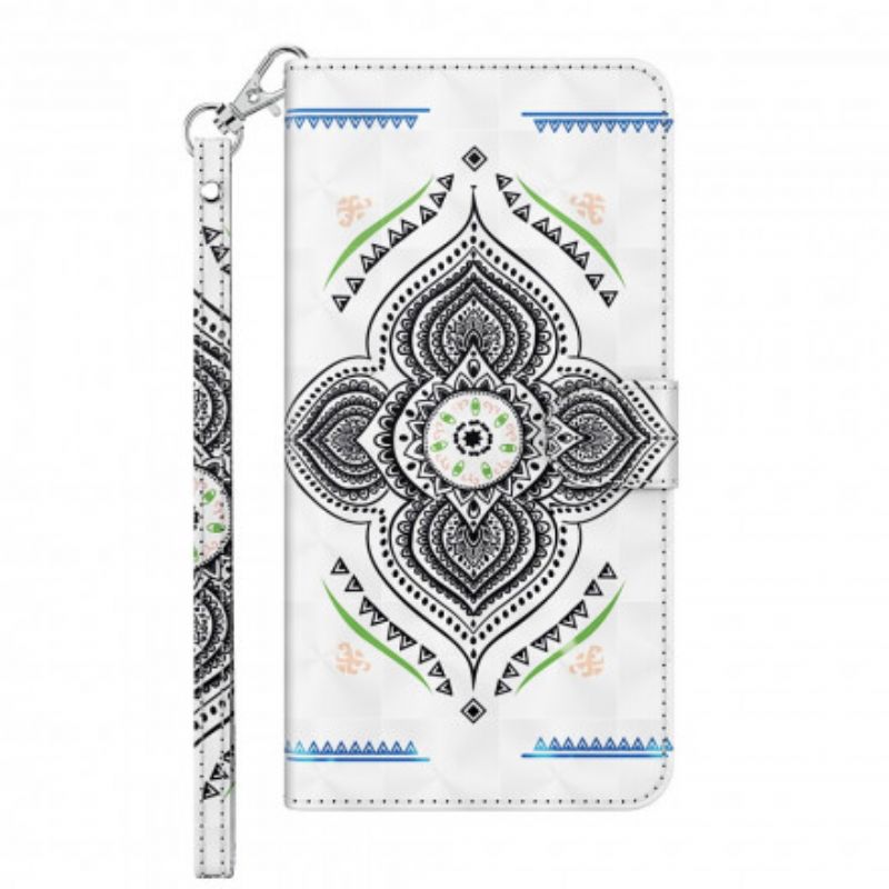 Flip Cover Samsung Galaxy A32 5G Mandala Lyspletter Med Snor