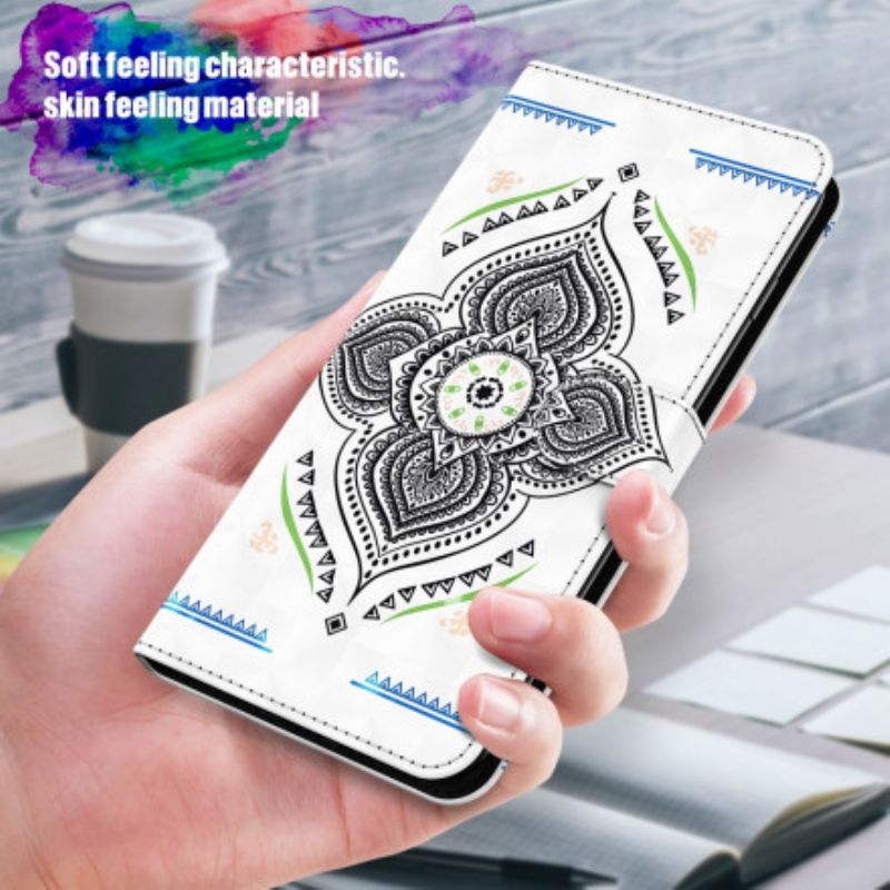 Flip Cover Samsung Galaxy A32 5G Mandala Lyspletter Med Snor