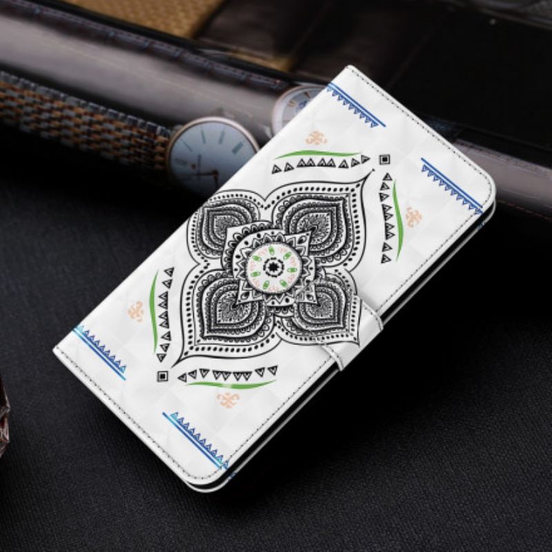 Flip Cover Samsung Galaxy A32 5G Mandala Lyspletter Med Snor