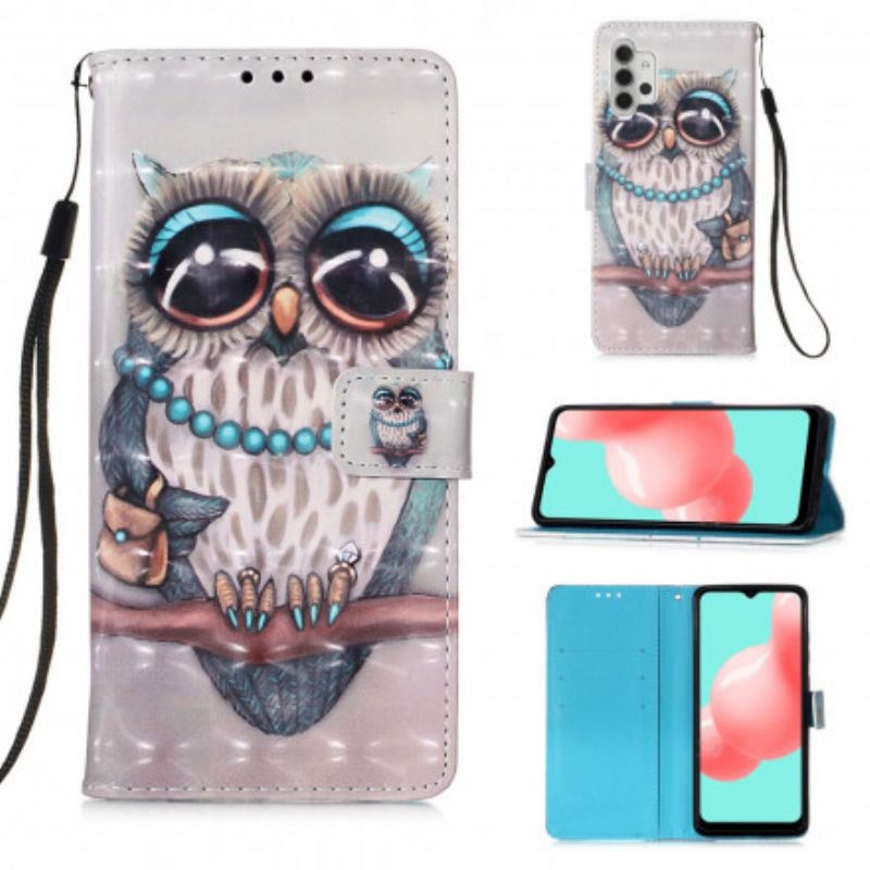 Flip Cover Samsung Galaxy A32 5G Med Snor Frøken Strappy Owl