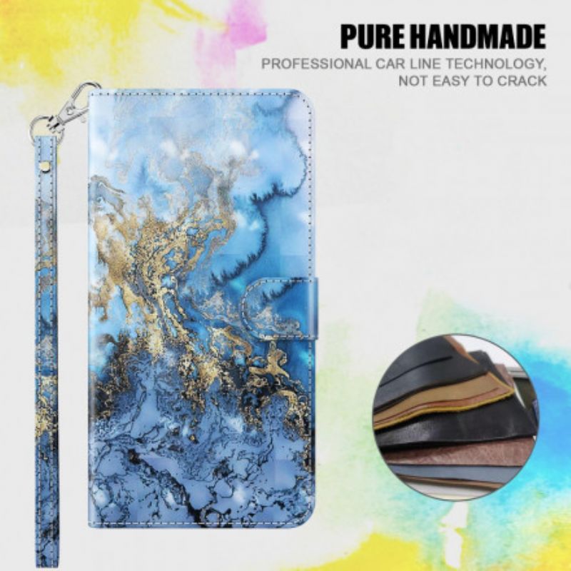 Læder Cover Samsung Galaxy A32 5G Light Spot Marble Design Med Nøglebånd