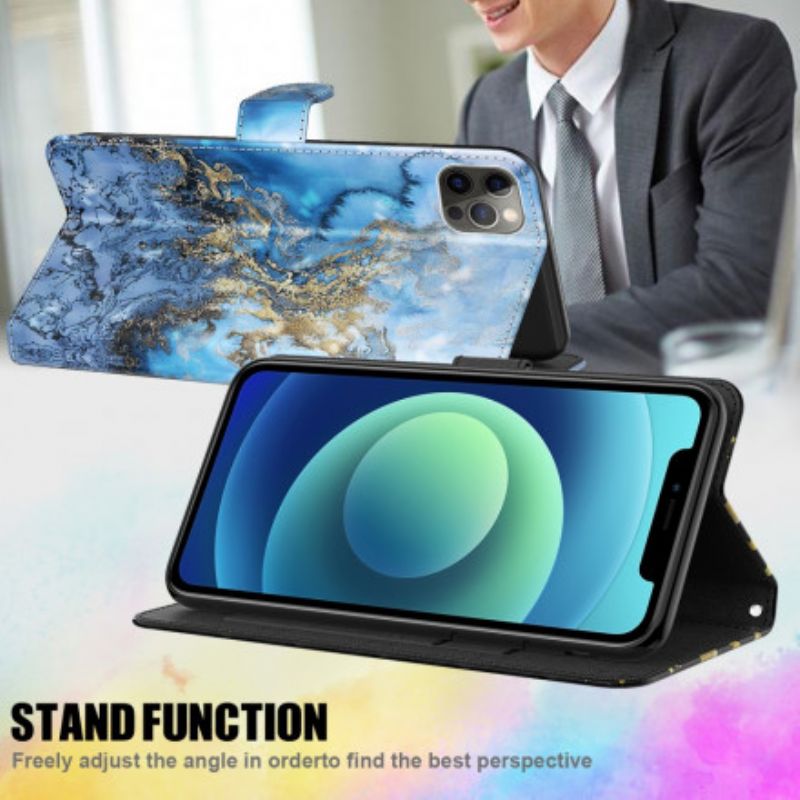 Læder Cover Samsung Galaxy A32 5G Light Spot Marble Design Med Nøglebånd